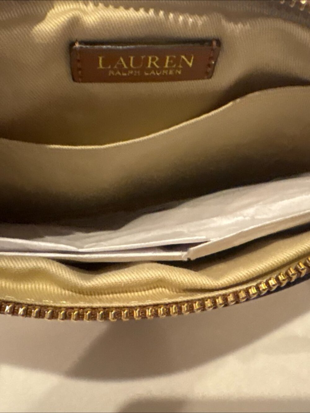 NWT Authentic Lauren Ralph Lauren Cognac Brown Leather and Woven Clutch Purse - Picture 6 of 6